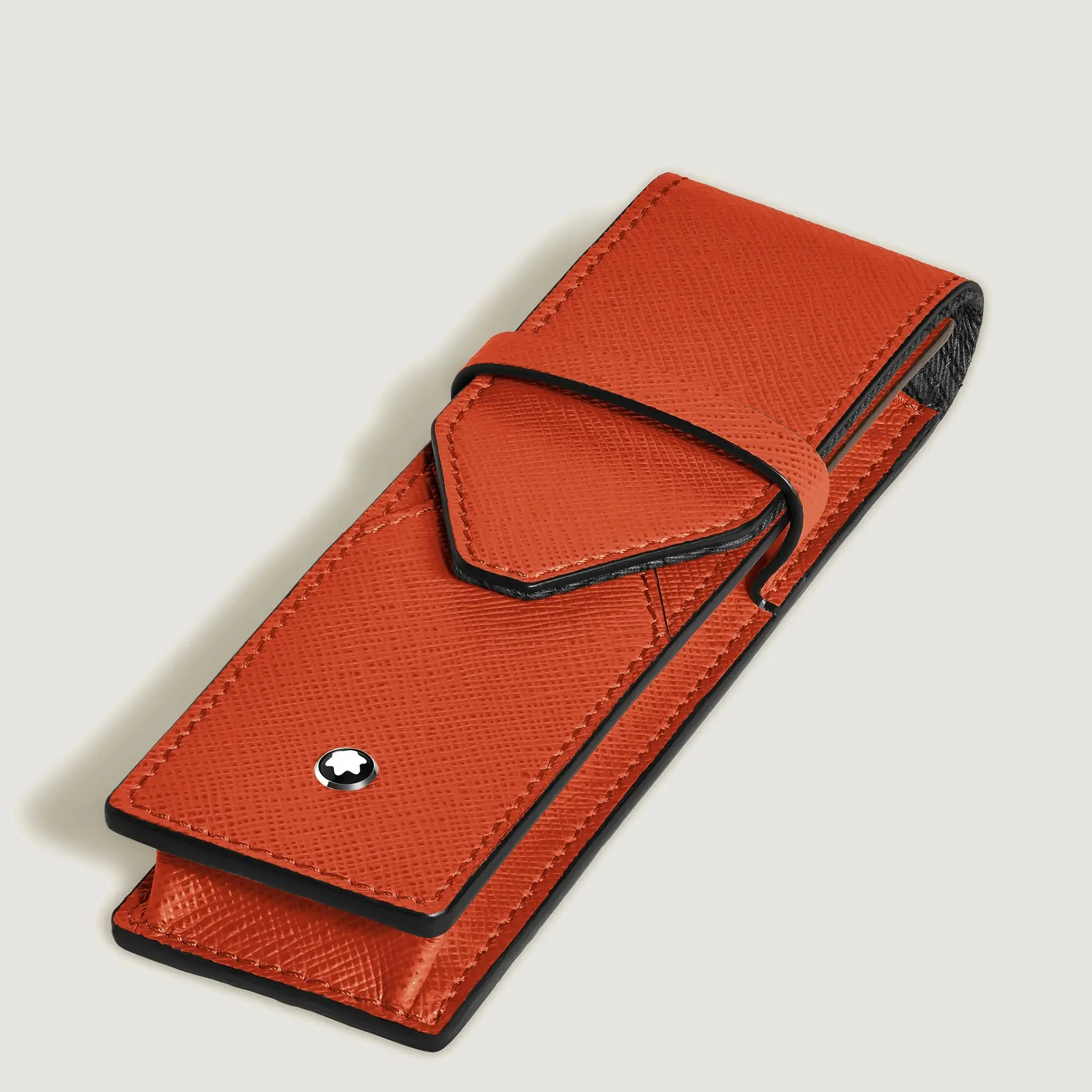 Montblanc Sartorial pen pouch 2 pen tangerine color leather - Image 2