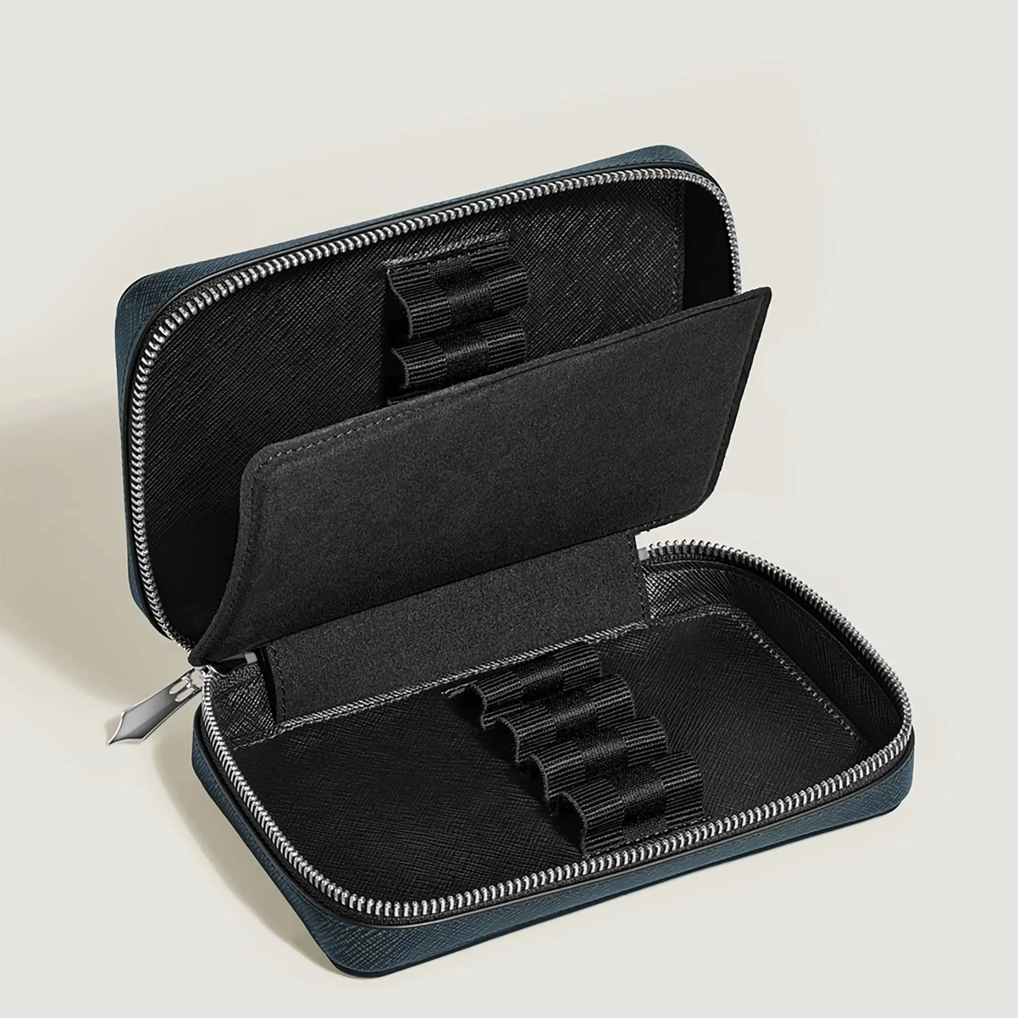 Montblanc Sartorial pen pouch 8 pens tweed blue leather - Image 3