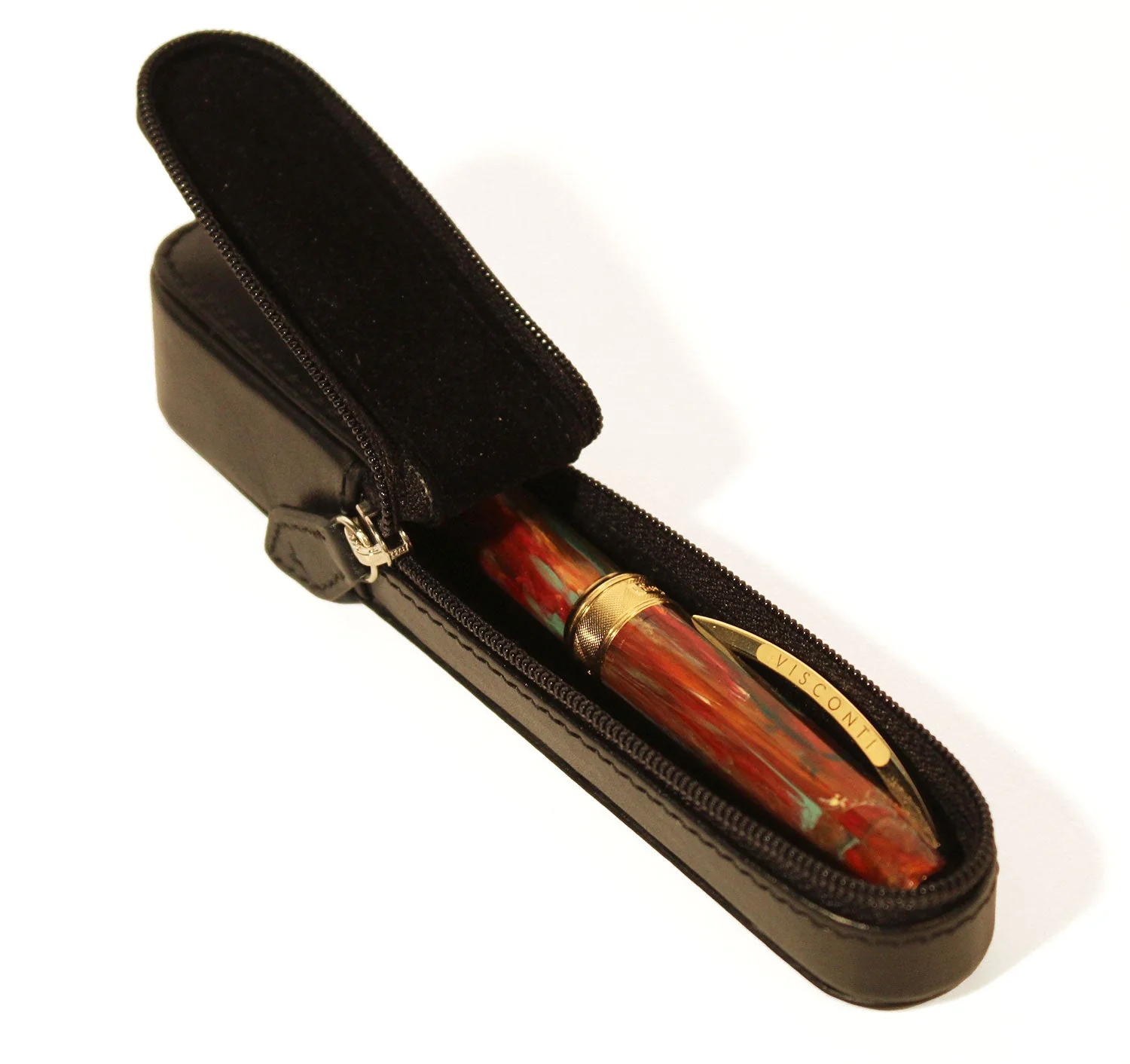Visconti pen case for 1 pen, black leather - Image 3